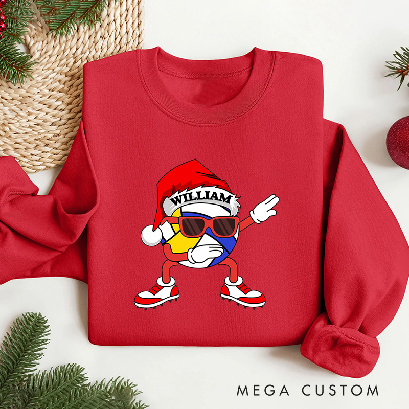 Personalized Dabbing Volleyball Christmas Sweatshirt with Custom Name