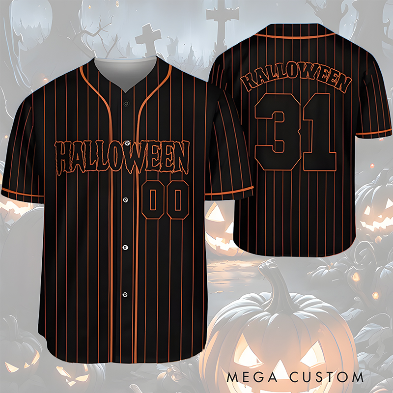 Personalized Halloween Baseball Jersey with Custom Name and Number