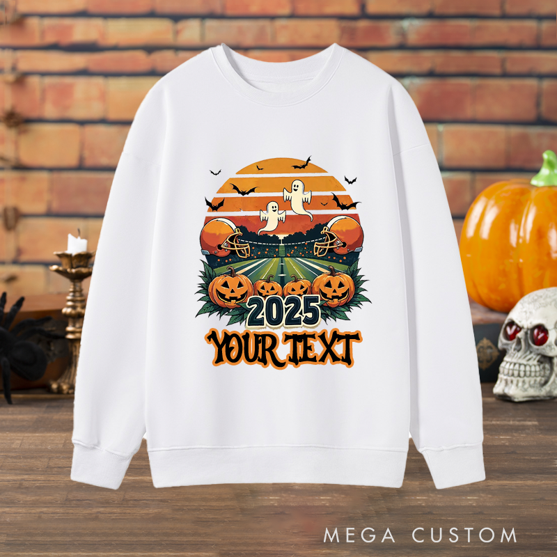 Personalized Halloween American Football Sweatshirt with Custom Your Text and Year for a Unique Touch