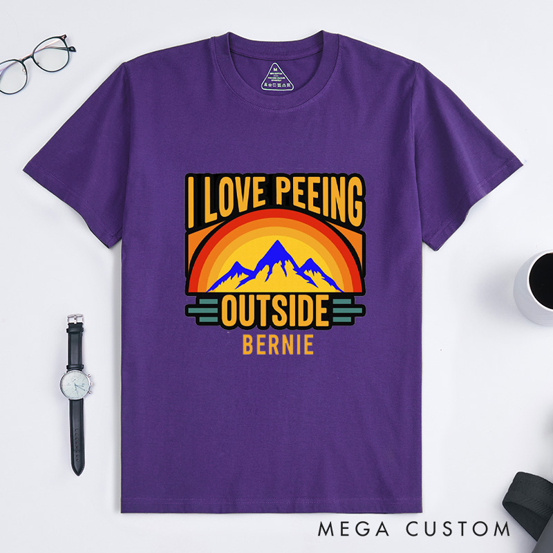 Personalized I Love Peeing OutsideT-Shirt Adventure Camping Mountain T-Shirt for Nature Travelers Outdoors Lover Gift