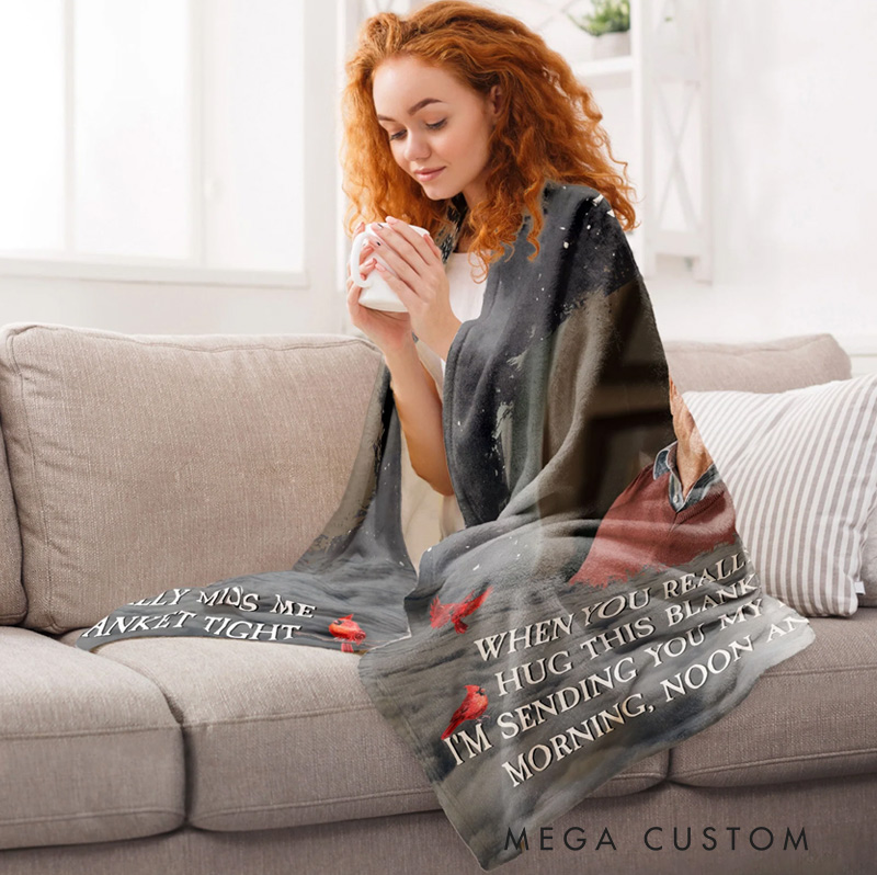 Personalized Memorial Photo Blanket A Hug From Heaven Remembrance Blanket in Loving Memory Blanket