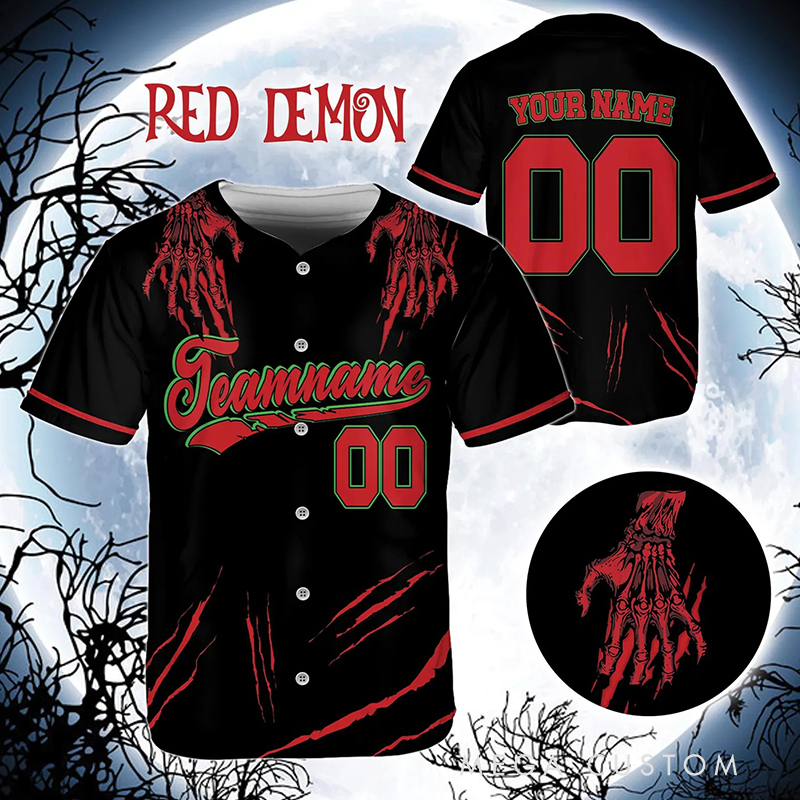 Personalized Halloween Baseball Jersey Featuring Claw Scratch Design and Custom Text