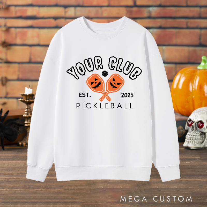 Personalized Halloween Pickleball Club Sweatshirt with Custom Club Name and Year Design