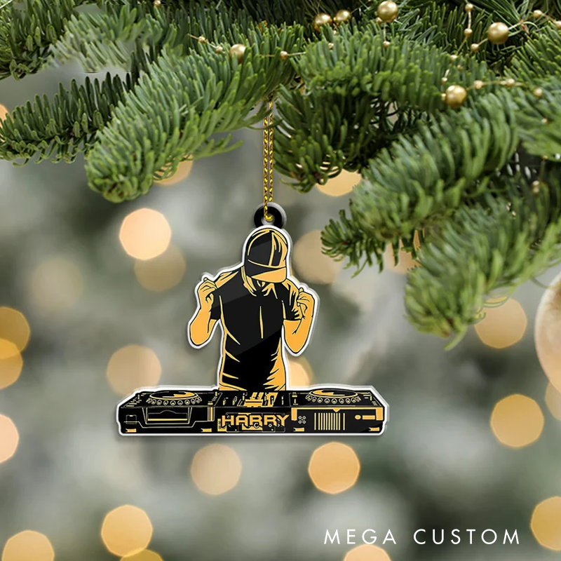 Personalized DJ Mixer Christmas Ornament Custom Playing Music Name Ornament Personalized DJ Gift Custom Name DJ Christmas Tree Ornament