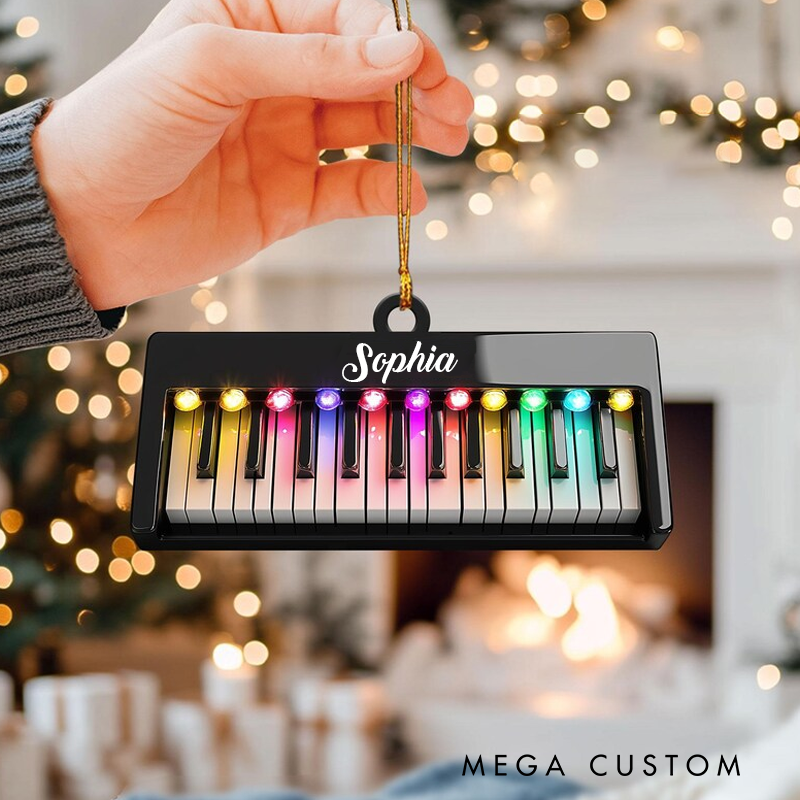 Personalized Piano Christmas Ornament Custom Piano Key Christmas Ornament Piano Lovers Gift Musician Gift