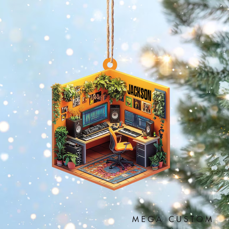 Personalized Music Room Ornament Custom Christmas Ornament Music Studio Ornament Musician Christmas Gift