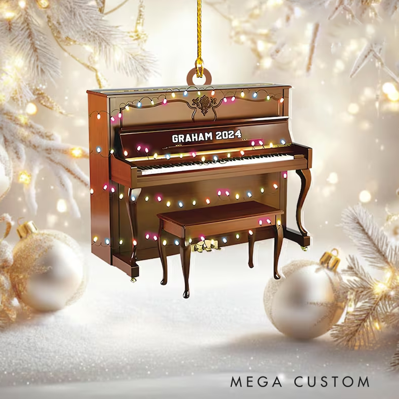 Personalized Piano Christmas Acrylic Ornament Piano Player and Musician Piano Lovers Gift Music Christmas Flat Ornament