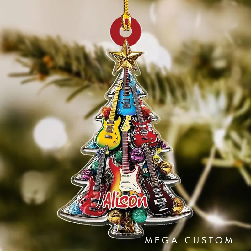 Personalized Electric Guitar Christmas Ornament Electric Guitarist Guitar Lover Gifts Guitar Ornament