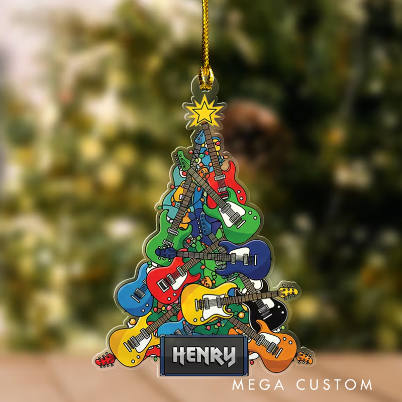 Personalized Electric Guitar Christmas Ornament Guitar Xmas Decor Christmas Gift for Music Lover Guitar Player