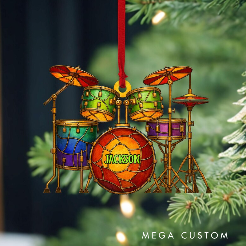 Personalized Drum Acrylic Ornament Drums Christmas Ornament Gift for Drum Lover Musician Gift