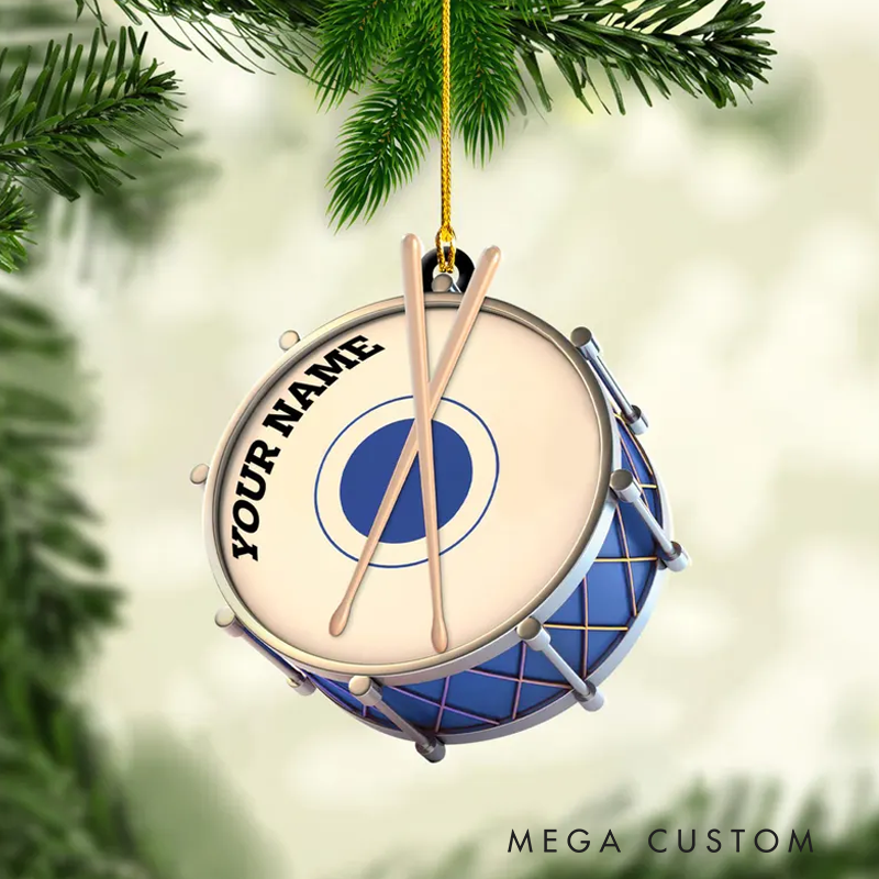 Personalized Drum Ornament for Music Lover Drum Ornaments for Christmas Tree Gift for Drummer Drummer Gifts