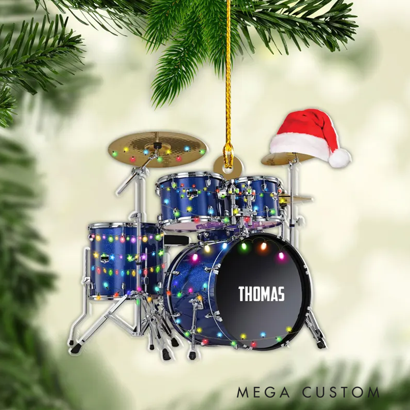 Personalized Drum Acrylic Christmas Ornament Gift for Drum Lover and Musician