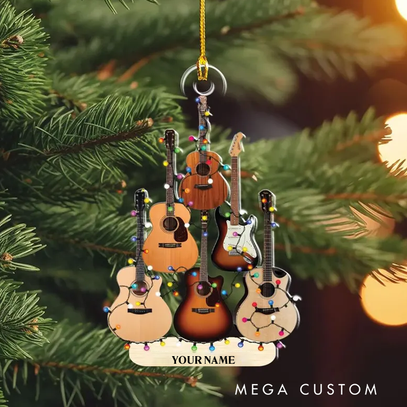 Personalized Guitar Christmas Ornament Christmas Gift for Guitar Players and Music Lovers