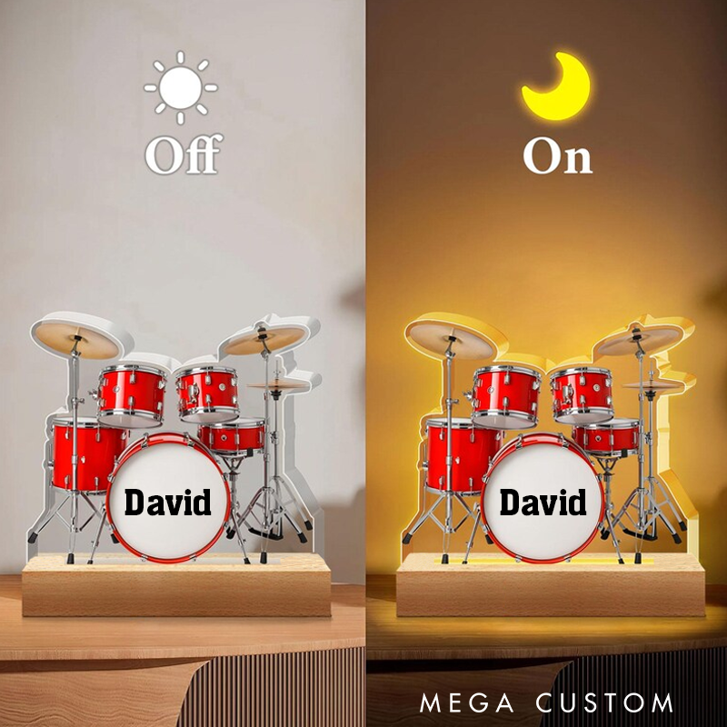 Personalized Drum Night Light Custom Name Drum Lamp Gifts Drum Player Music Night Light