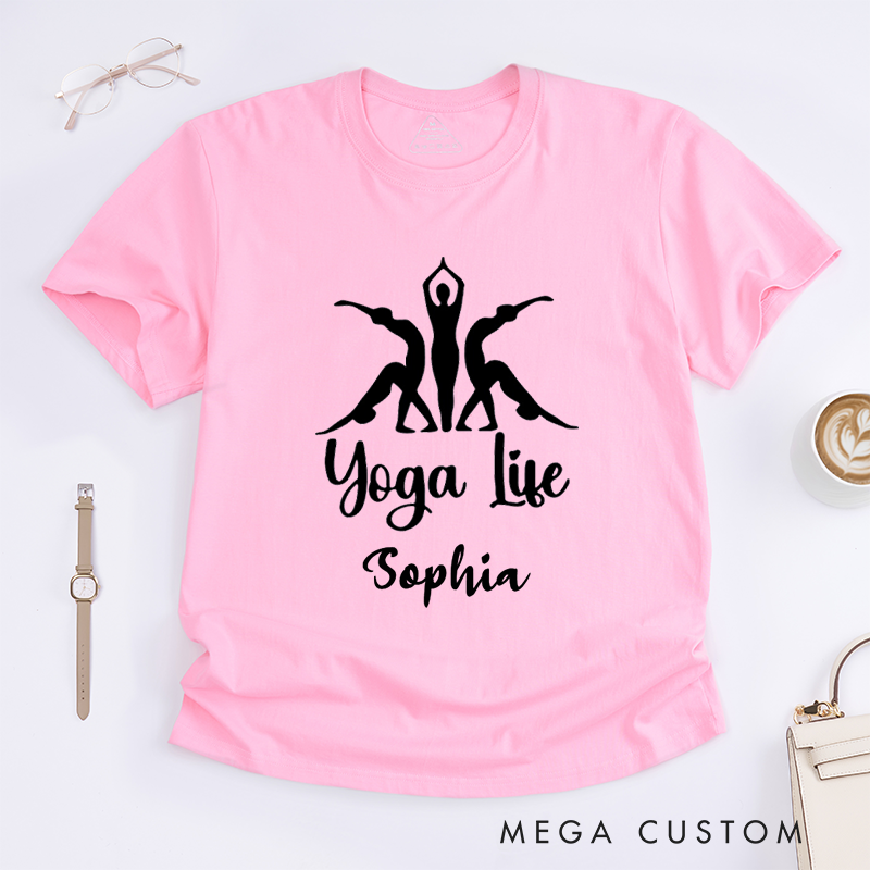 Personalized Yoga Life T-Shirt Yoga Lifestyle T-Shirt Yoga Poses T-Shirt Yoga Lover Gift Yoga Women T-Shirt Yoga Group T-Shirt