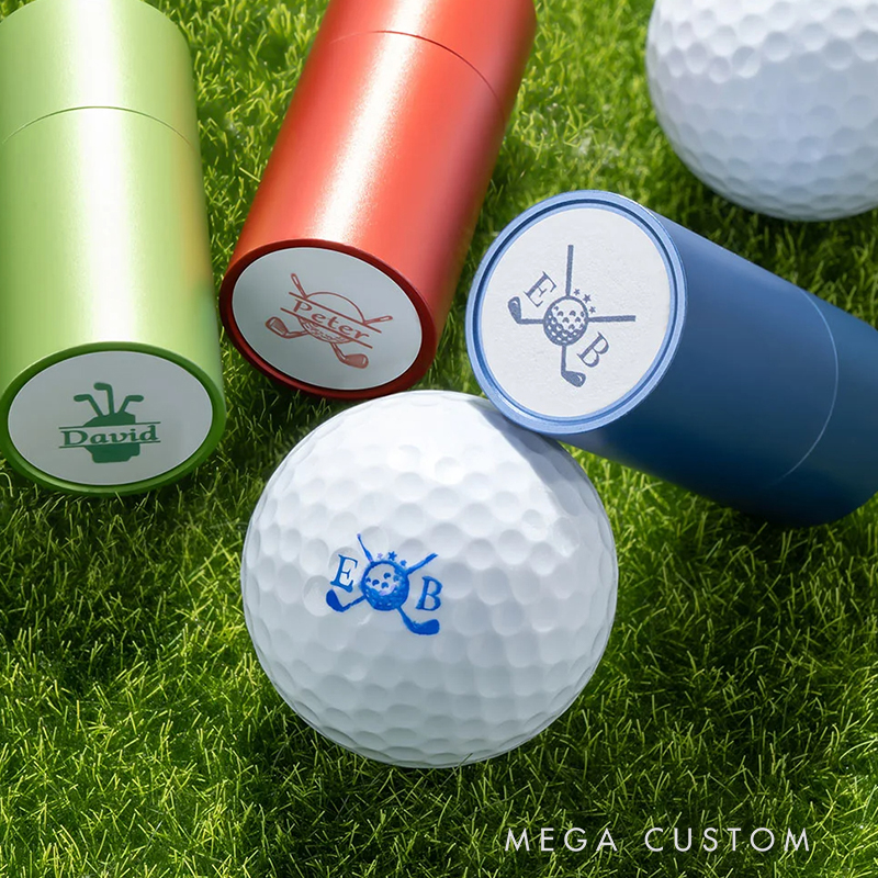 Personalized Golf Ball Stamp with Custom Initials and Crest Design  
