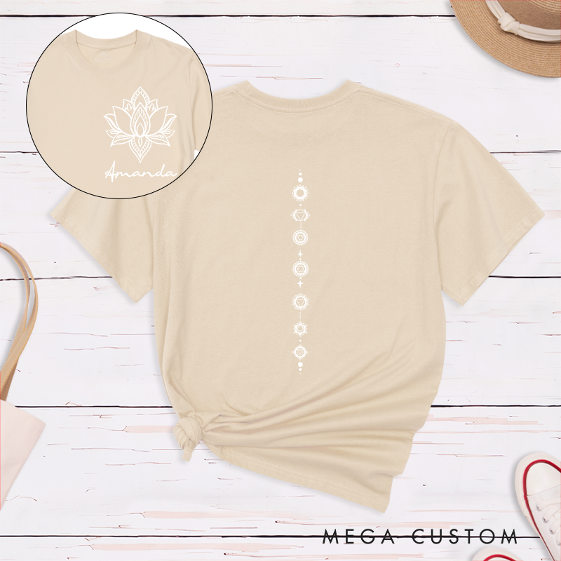 Personalized Yoga Chakra T-Shirt with Lotus and Energy Design Perfect Gift for Yoga Lover and Meditation