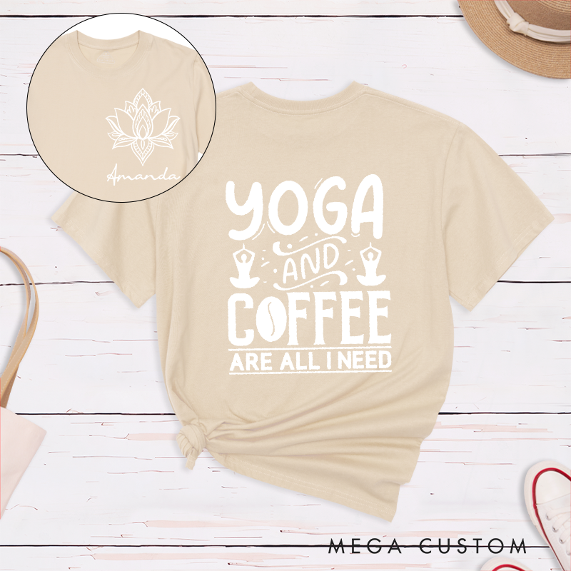 Personalized Yoga Chakra T-Shirt with Yoga and Coffee Quote Design Perfect Gift for Yoga Lover and Meditation