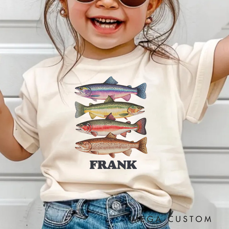 Personalized Colorful Fish with Name Kids T-Shirt 