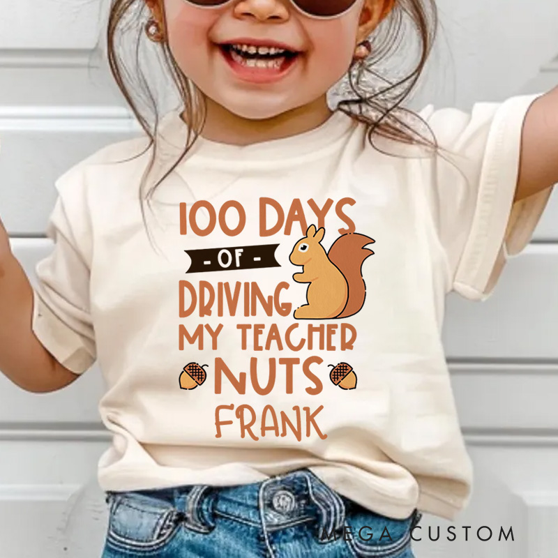 Personalized 100 Days Driving Teacher Nuts Kids T-Shirt 