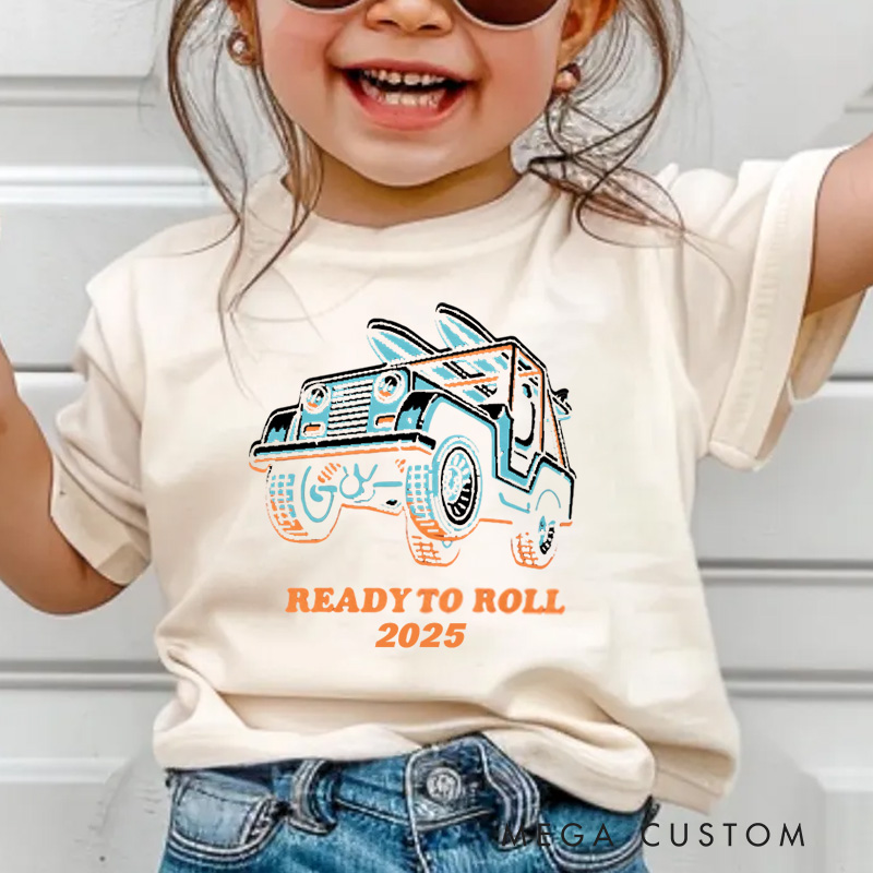 Personalized Ready to Roll Jeep Graphic Kids T-Shirt