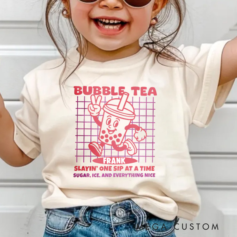 Personalized Bubble Tea Menu Funny Graphic Kids T-Shirt