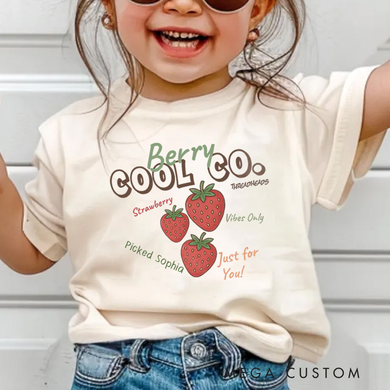 Personalized Berry Cool Strawberry Graphic Kids T-Shirt