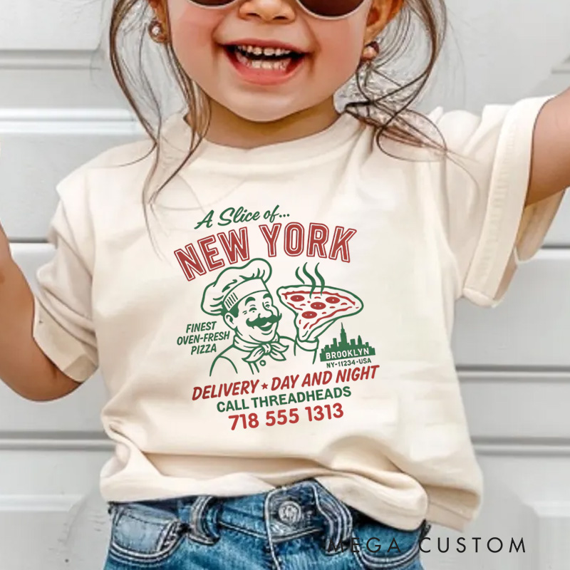 Personalized New York Pizza Delivery Slice Kids T-Shirt 