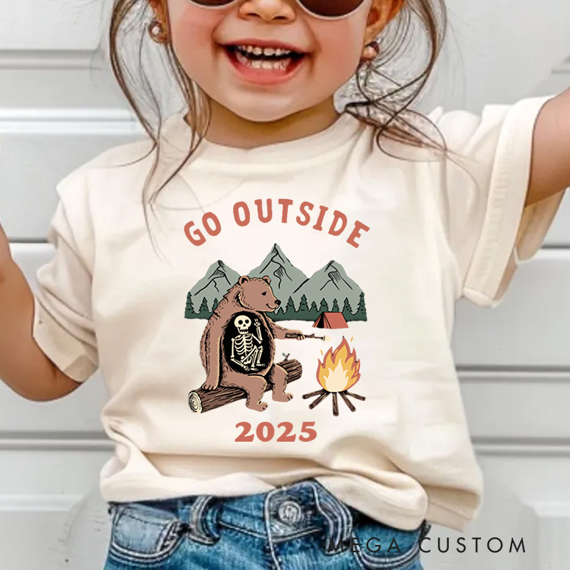 Personalized Go Outside Bear Campfire Adventure Kids T-Shirt