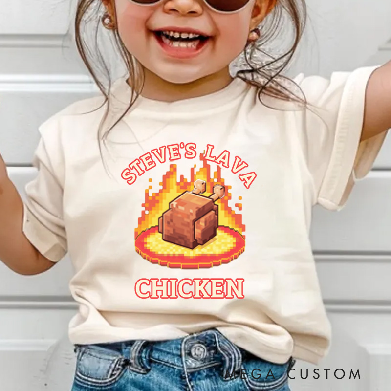 Personalized Steve's Lava Chicken Funny Graphic Kids T-Shirt 