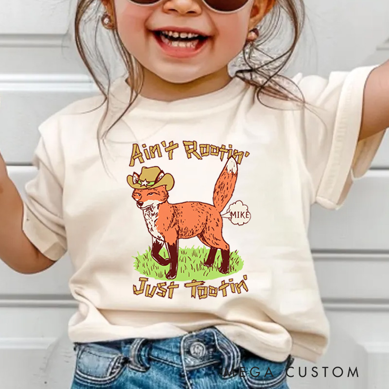 Personalized Ain't Rootin Just Tootin Fox Kids T-Shirt