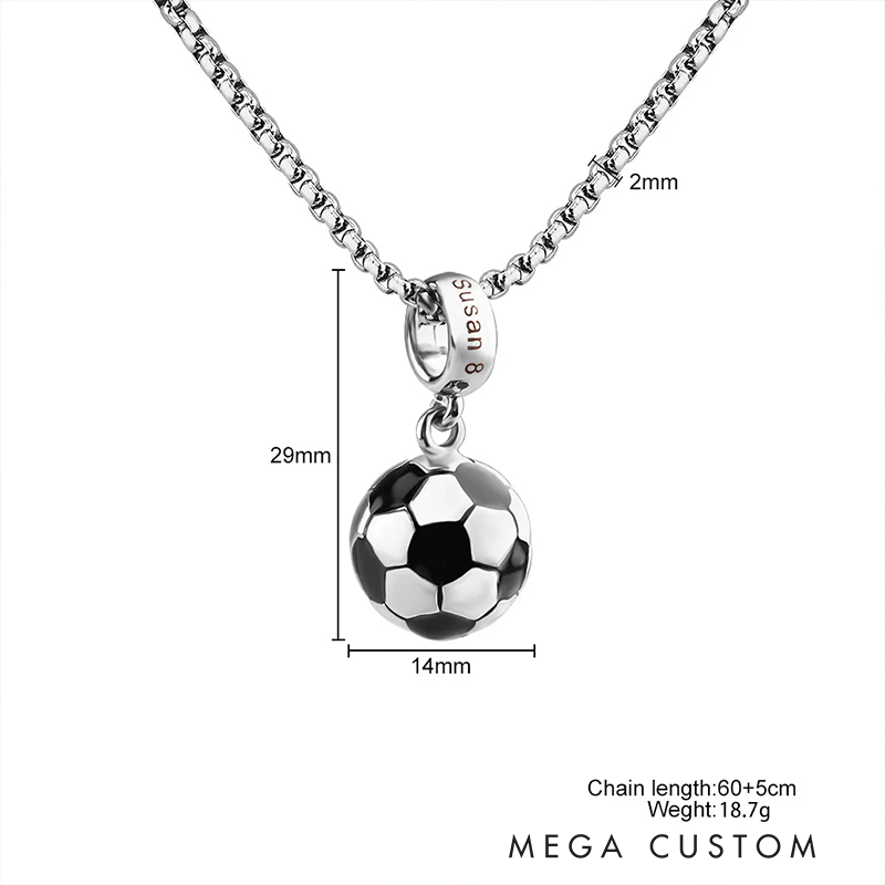 Personalized Soccer Ball Pendant Necklace with Custom Name and Number for Sports Lovers