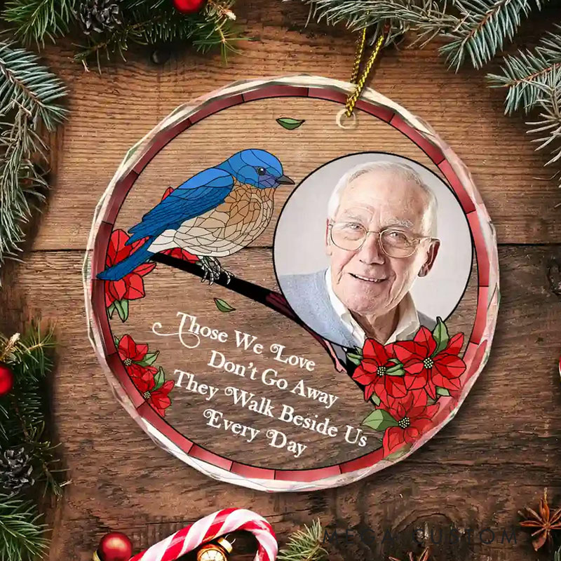 Personalized Memorial Photo Ornament Cardinal I am Always with You Memorial Ornament Circle Glass Ornament Sympathy Gift