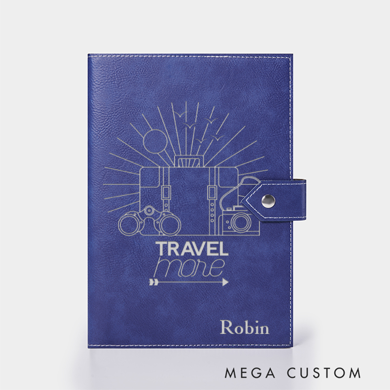Personalized Travel More Leather Notebook for Traveling Lovers Leather Journal Travel Gift