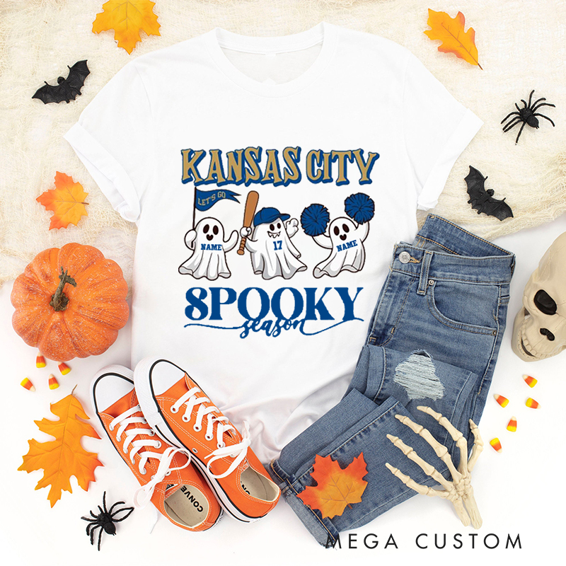 Personalized Kansas City Spooky Season T-Shirt with Custom Text  