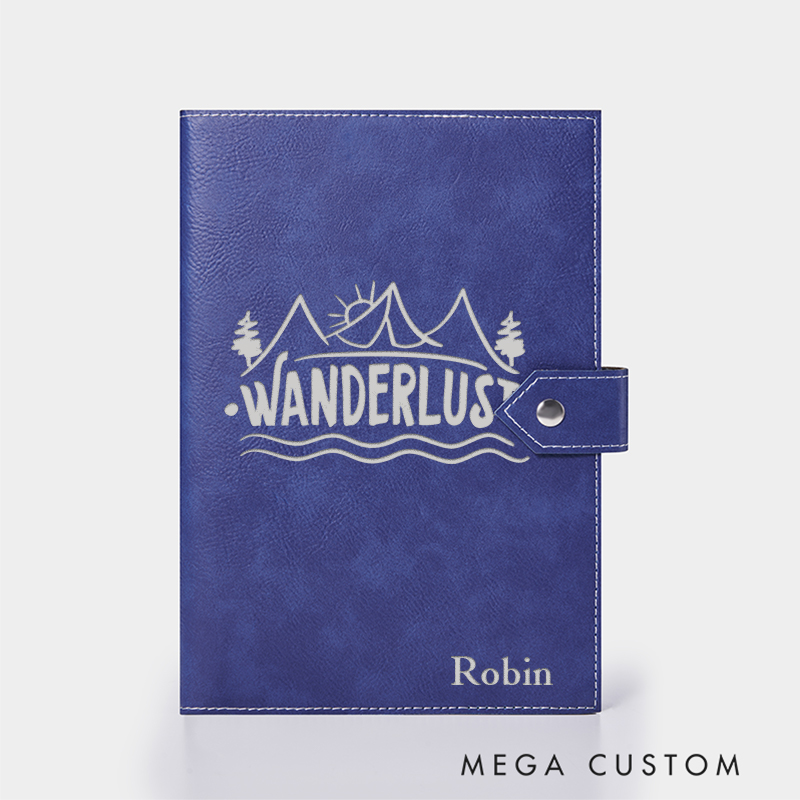 Personalized Wanderlust Leather Notebook for Traveling Lovers Leather Journal Travel Gift