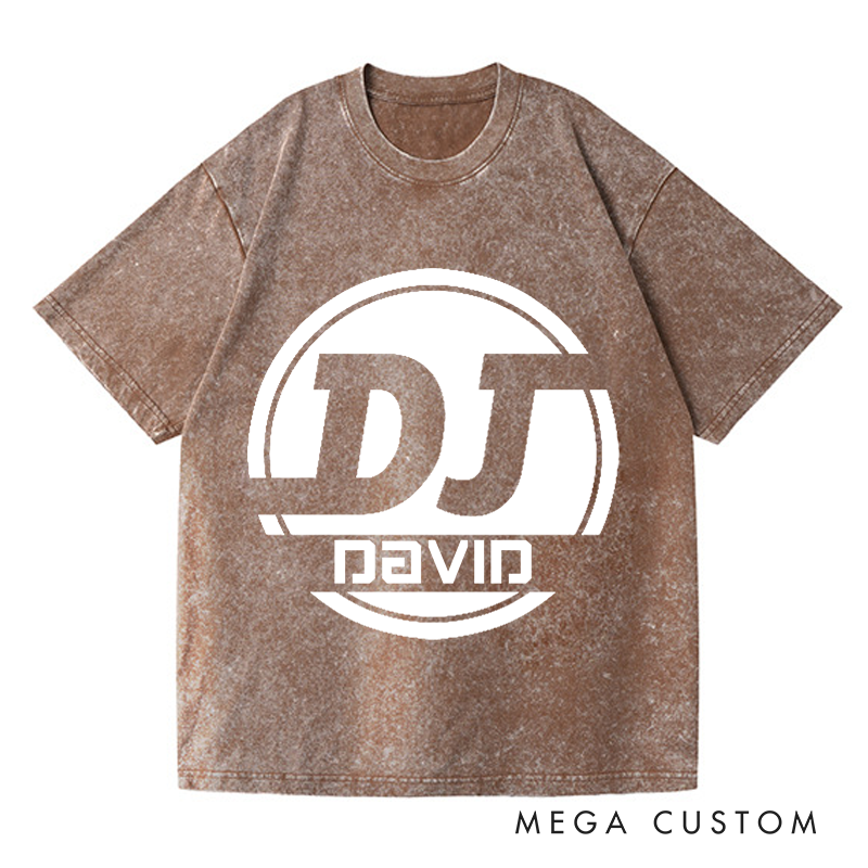 Personalized Washed T-Shirts DJ Name Music Tee