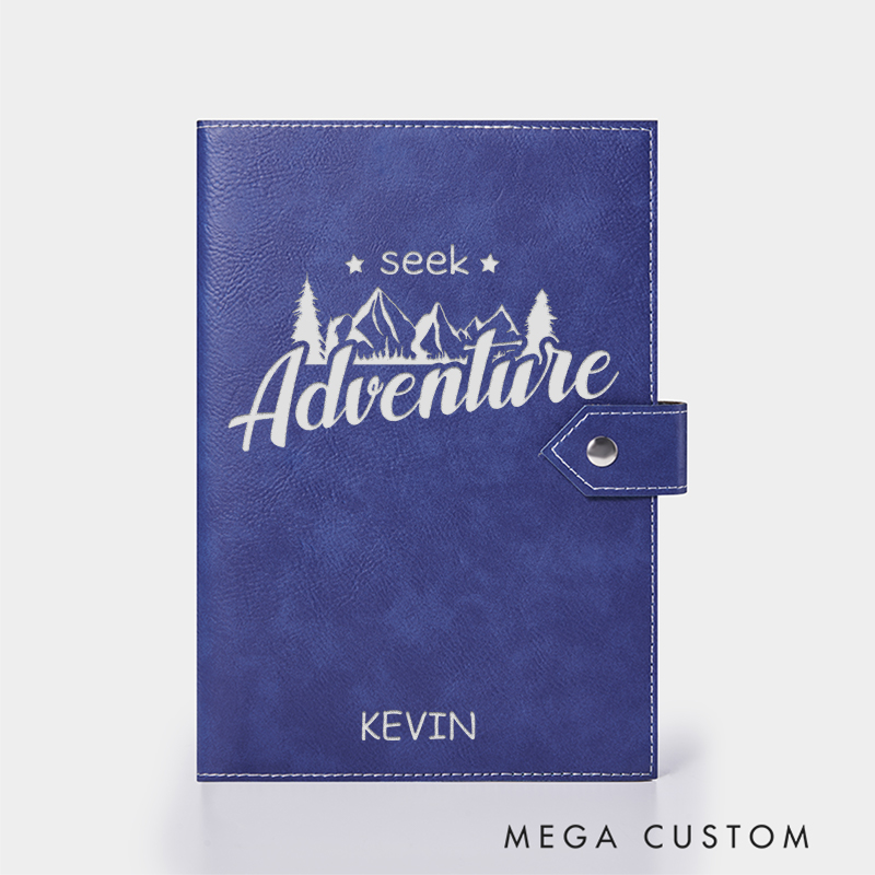 Personalized Seek Adventure Leather Notebook for Traveling Lovers Leather Journal Travel Gift