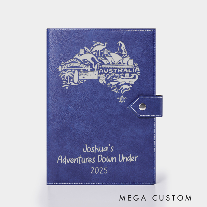 Personalized Australia Adventure Leather Notebook for Traveling Lovers Leather Journal Travel Gift