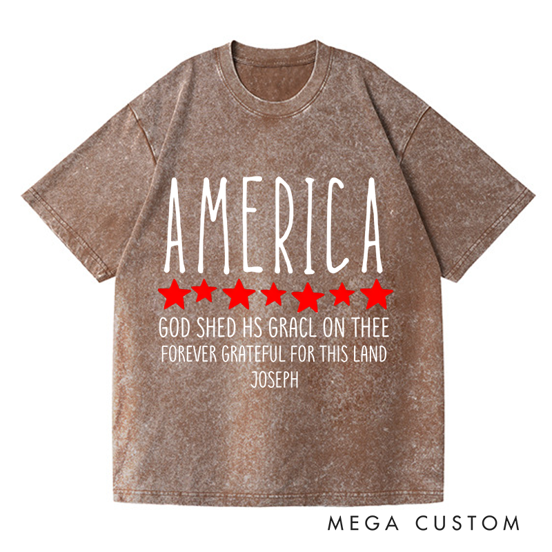 Personalized Washed T-Shirts God Shed His Grace on Thee T-Shirt