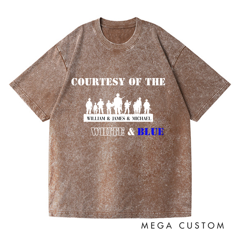 Personalized Washed T-Shirts Courtesy of the White and Blue Military Tribute T-Shirt