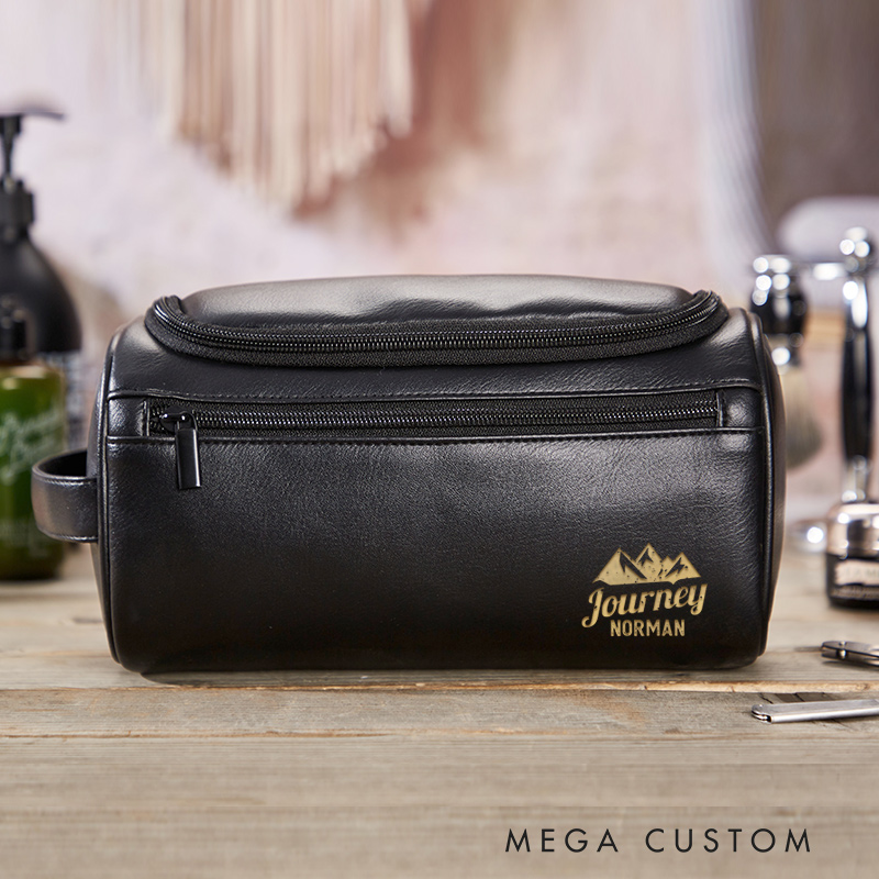 Personalized Journey Toiletry Bag Leather Toiletry Bag for Traveling Lovers Vacation Travel Gift for Him