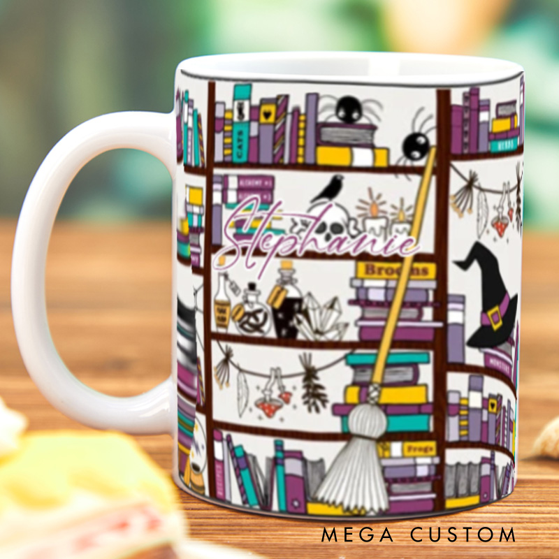Personalized Witchy Gothic Bibliophile Mugs Custom Halloween Book Mug with Name Spooky Bookish Mug Book Lover Gift Reader Halloween Gift