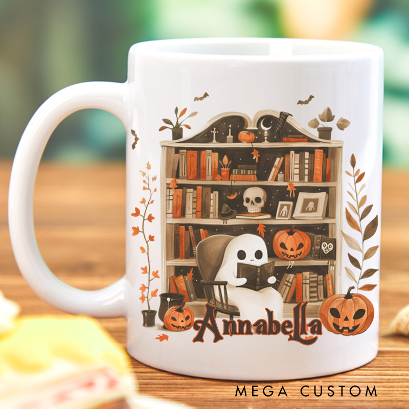 Personalized Reading Ghost Mugs Custom Ghostly Bookish Mug with Name Book Lover Gift Reading Lover Gift Halloween Gift