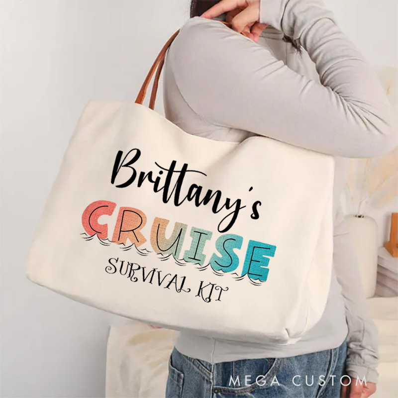 Personalized Cruise Survival Kit Tote Bag Gifts for Traveling Lovers Vacation Tote Bag Travel Tote Bag Gift for Traveler