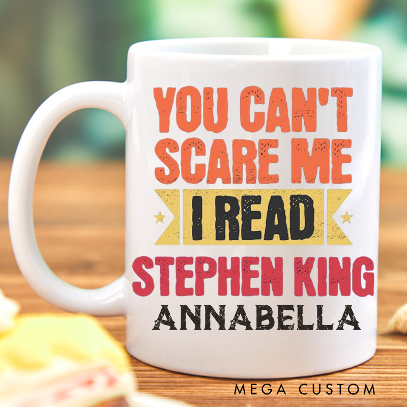 Personalized You Can't Scare Me I Read Books Mugs Custom Coffee Mug with Name Librarian Mug Book Lover Gift for Bookish Gift Library Gift