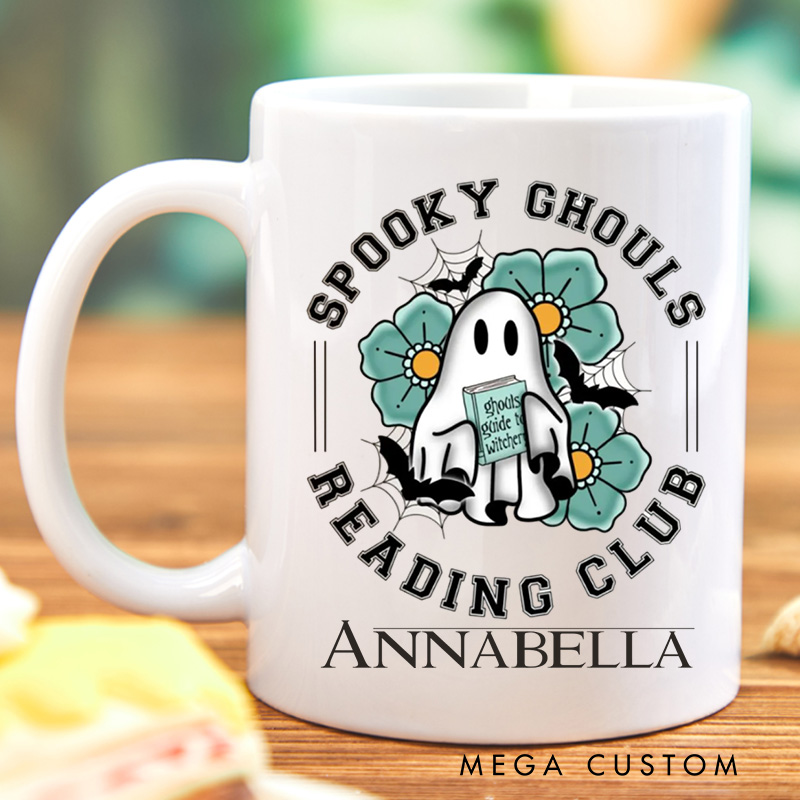 Personalized Spooky Ghoul Reading Club Mugs Spooky Book Reader Coffee Mug with Name Ghost Mug Book Lover Gift for Librarian Gift