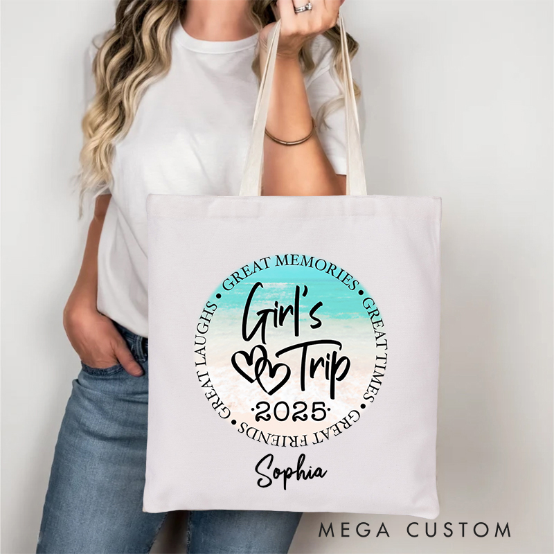 Personalized Girls Trip Tote Bag Gift for Traveling Lovers Gift for Beach Trip