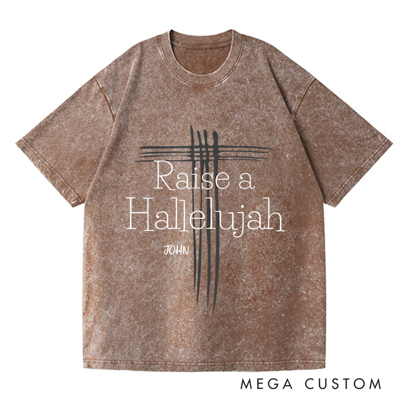 Personalized Washed T-Shirts Simple Cross Inspirational T-Shirt