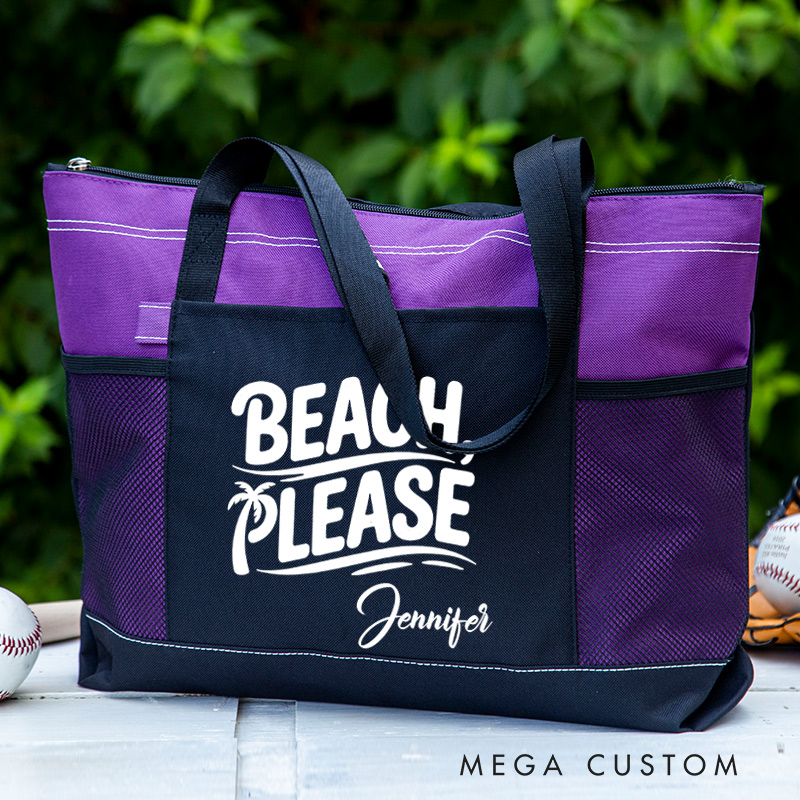 Personalized Beach Please Tote Bag Canvas Tote Travel Bag Gift for Traveling Lovers Vacation Gift